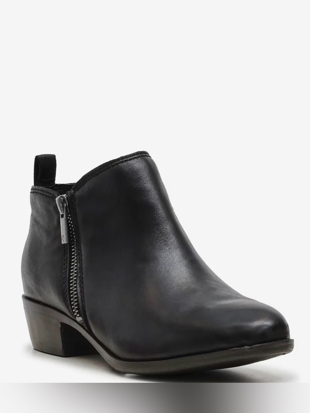 Lucky Brand Black Leather Ankle Booties with Side Zip size 8